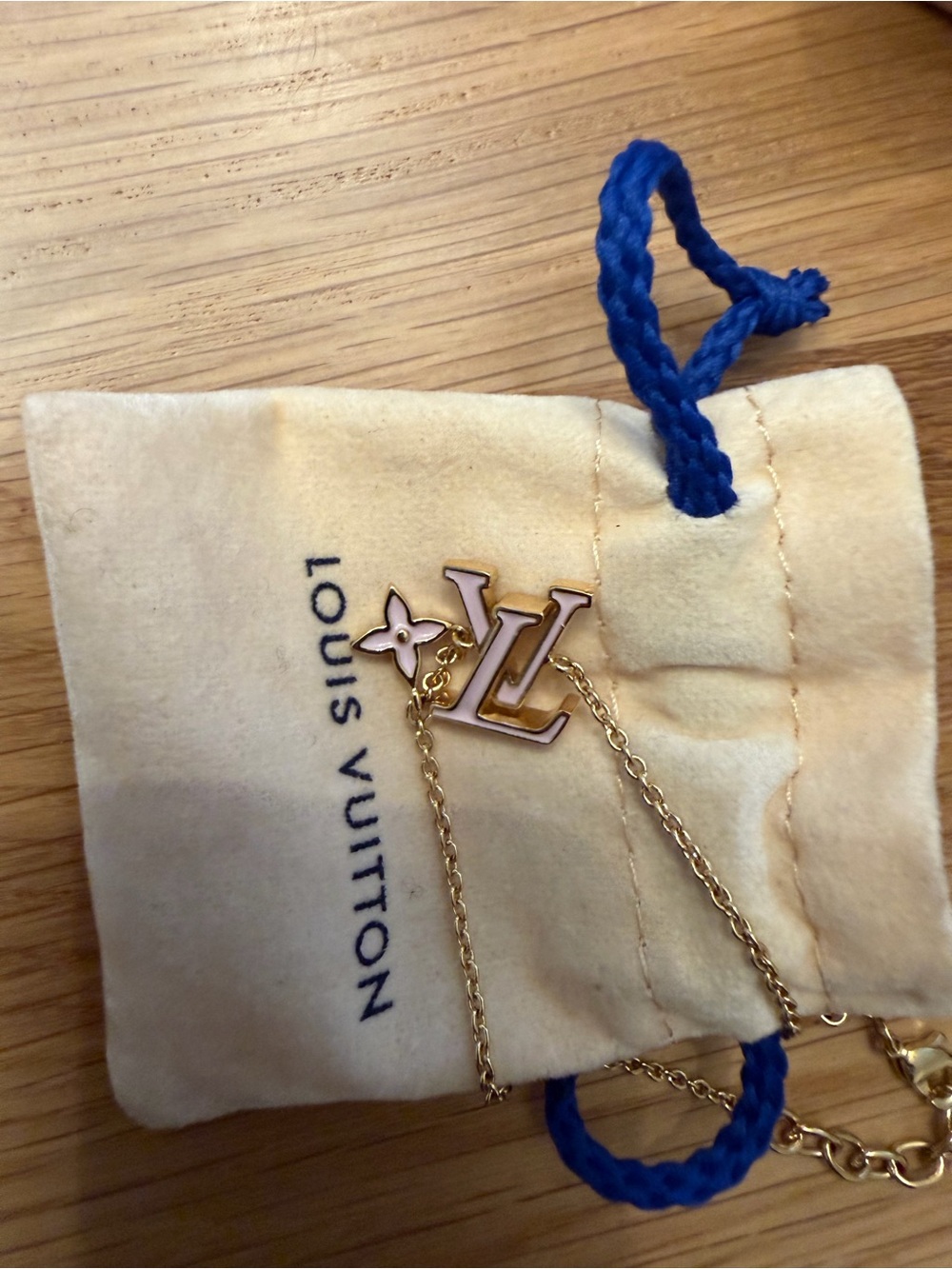 Louis Vuitton LV Iconic Enamel Bracelet Pink Gold Tone Authentic Box Pouch